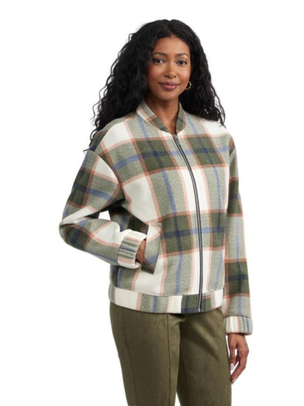 MEXX plaid bomber jacket womans size medium